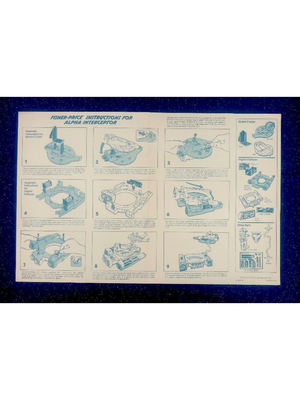 1982 Fisher Price Alpha Interceptor Instructions 11x17